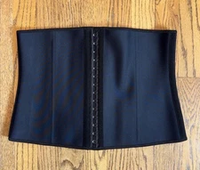 YIANNA Classic Women's Latex Black Waist Trainer Steel Bones 3 Row Hooks S: XL