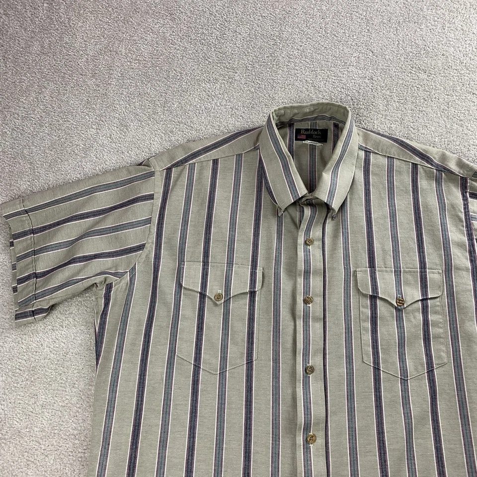 VTG Ruddock Bros Shirt X Long Tails Button Down Western Cowboy Striped Sz Large - Image 3 of 4
