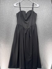 Shein Womens Dress Size S Black Midi Dropped Waist Adjustable Straps Zip