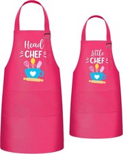 2Pcs Adults Kids Matching Apron Set Mommy and Me Adjustable Kitchen Apron with 2