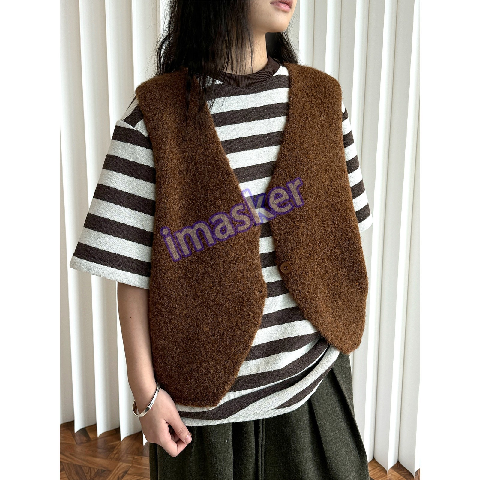 Retro Autumn Women's Sleeveless V Neck Wool Blend Outwears Vest Waistcoat Button