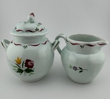 Vintage Calyx Ware by Adam’s China Allegro Pattern Creamer and Sugar Bowl W/Lid