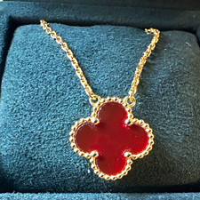 Van Cleef & Arpels vintage Alhambra 18k Yellow Gold Carnelian Pendant