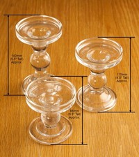 Reversible Glass Pillar or Dinner Candle Holders Small - Medium - Large
