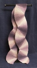 Soft easy care acrylic Hand Knitted Scarf. Purple to lavender, 52x4.5 Inches.