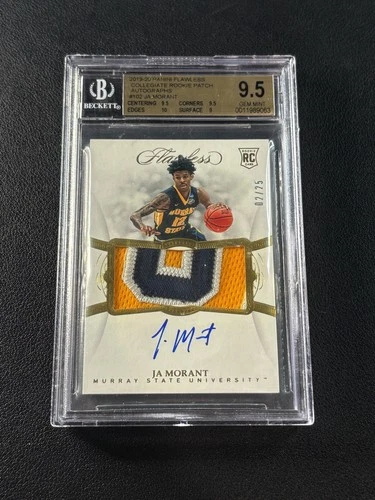 JA MORANT BGS 9.5 2019 PANINI FLAWLESS COLLEGIATE ROOKIE PATCH AUTO 2/25