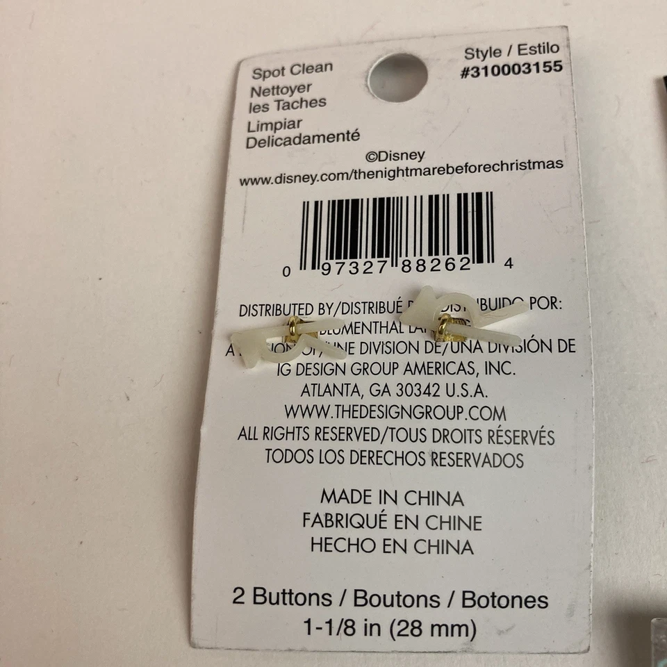 Disney Pesadilla antes de Navidad Sally Buttons 6 nociones de costura artesanía Halloween Foto 4 de 4