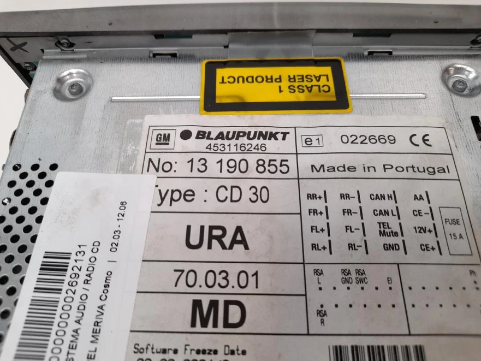 13190855 Sistema Audio/Radio Cd para OPEL MERIVA Cosmo 2005 2692131 - Imagen 2 de 4