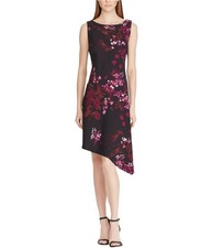 American Living Womens Floral Asymmetrical Dress, Purple, 4