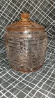 Vintage Pink Depression Glass Lidded Jar – Ribbed Geometric Biscuit Cookie Jar