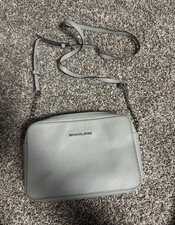 Michael Kors MK Small Leather Crossbody Purse Light Blue