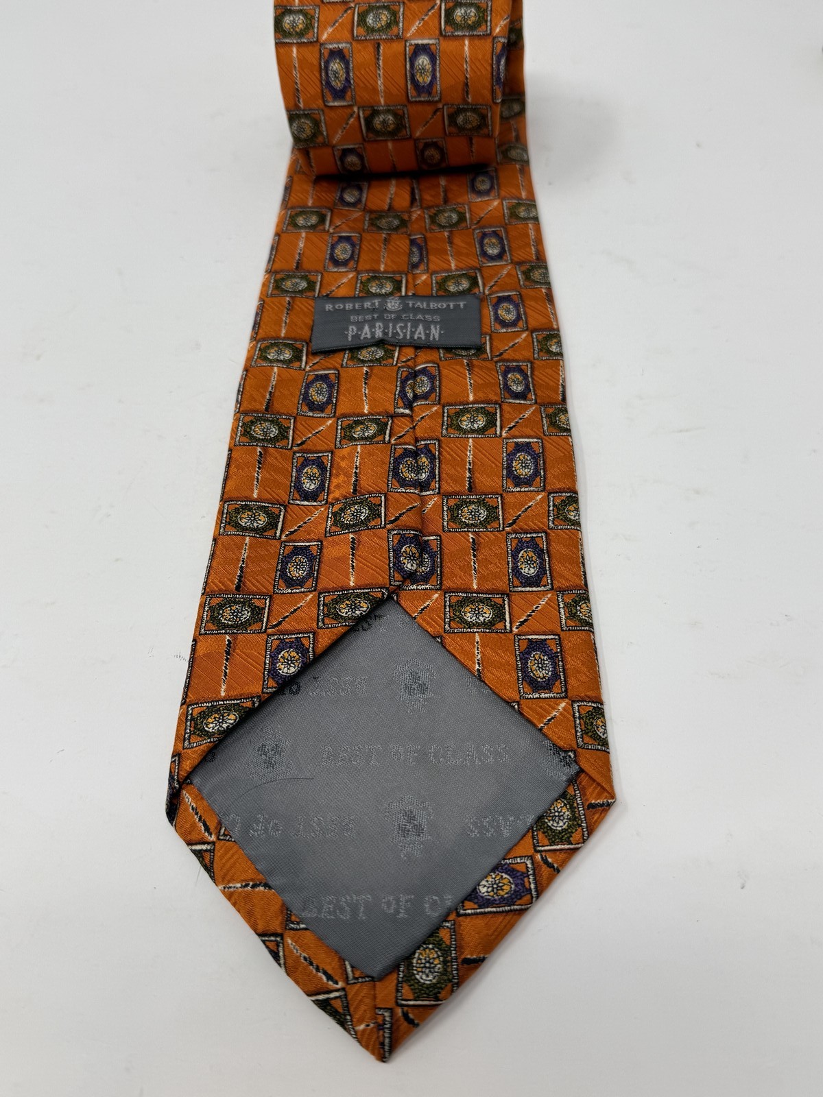 Robert Talbott Orange Geometric Pattern Silk Tie - image 5