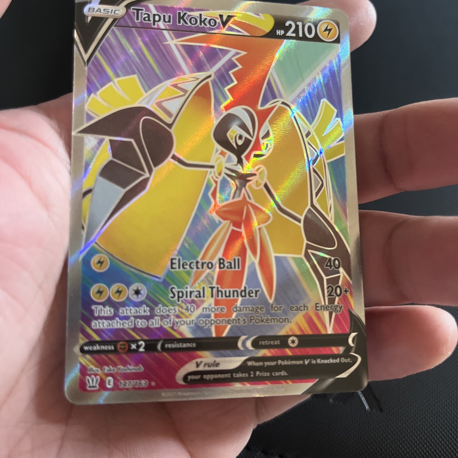 Tapu Koko V 147/163 Battle Styles Full Art Ultra Rare Pokemon TCG Card NM
