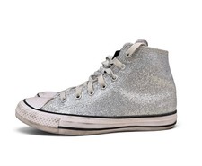 Converse Chuck Taylor All Star Silver Glitter High Top Sneakers Kids US 6 EU 38.