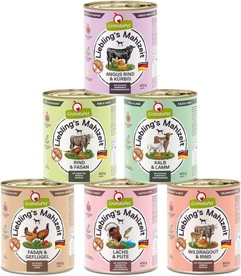 GranataPet Lieblings Mahlzeit 6x800g Nassfutter Hund getreidefrei Probierpaket