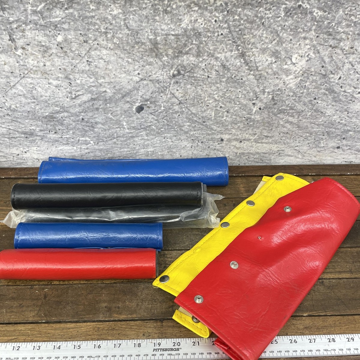 Vintage BMX Pad Lot 80s Vinyl Snap Red Yellow Blue Skinny Frame