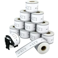【12 Rolls】 2.4" x 100 Ft. 3-Proof Continuous Paper Label Tape Replacement for...