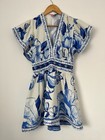 Mini robe blanche bleue Farm Rio Chita Porcelana taille S