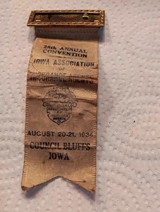 VTG CONVENTION RIBBON 28TH ANNUAL IOWA ASSOCIATION OF INSURANCE  AGENTS 1934