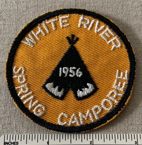 Vintage 1956 WHITE RIVER COUNCIL Boy Scout Spring Camporee PATCH Camp ...