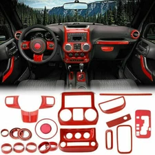 21pcs/set Full Set Interior Decor Trim Cover Kit for Jeep Wrangler JK JKU 2011+