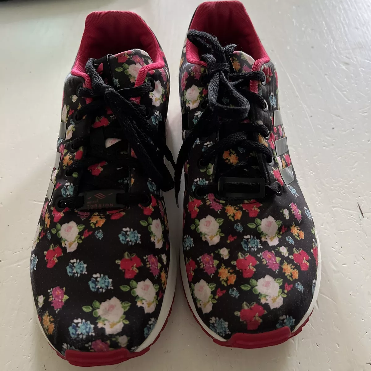 Adidas ZX FLUX J fashion Floral Core Black FTW White RUB Red size