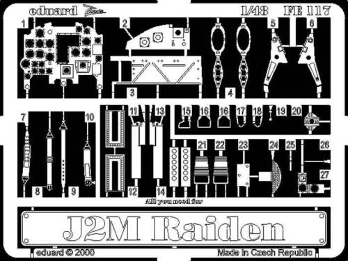 eduard Mitsubishi J2M3 Raiden Type 21 intérieur cockpit pièces de gravure 1:48 modèle kit - Photo 1/1