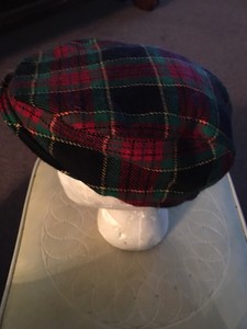 red plaid golf hat