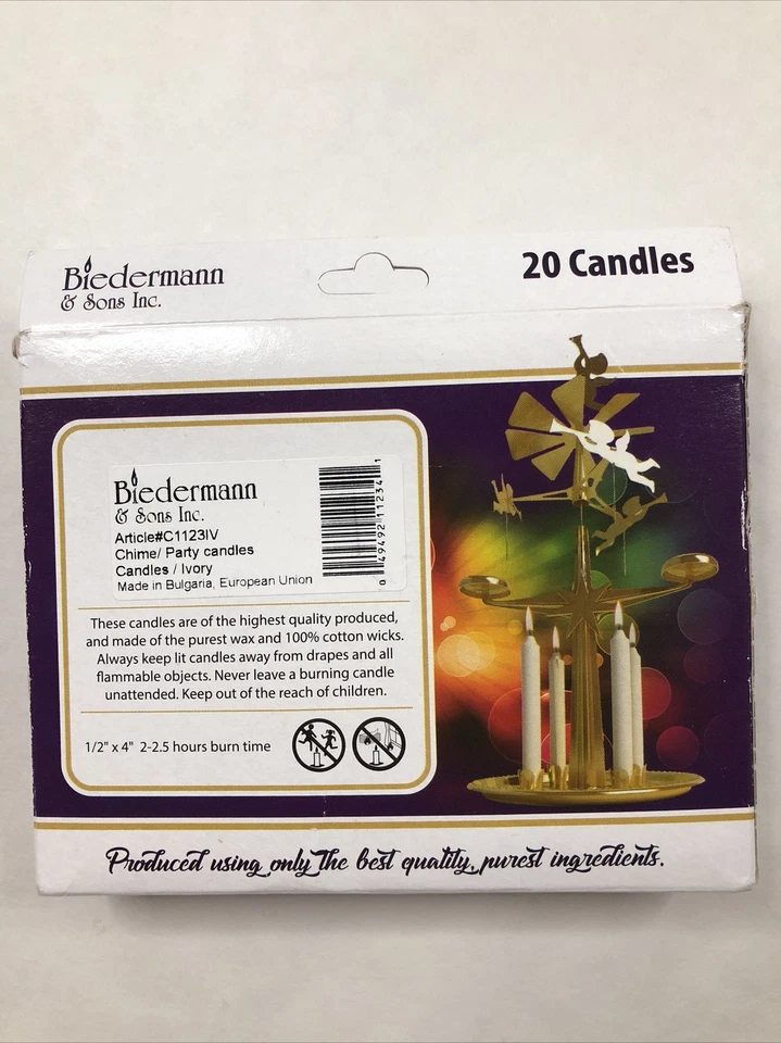 Velas de fiesta Biedermann & Sons Chime Spell 4" marfil (C1123IV) NUEVAS EN CAJA Foto 2 de 4
