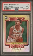 2020-21 Donruss Franchise Features GREEN FLOOD #1 Trae Young graded PSA 9 Pop 1