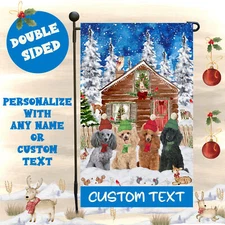 Poodle Dogs Garden Flag Personalized Double Sided Christmas Many Designs NWT