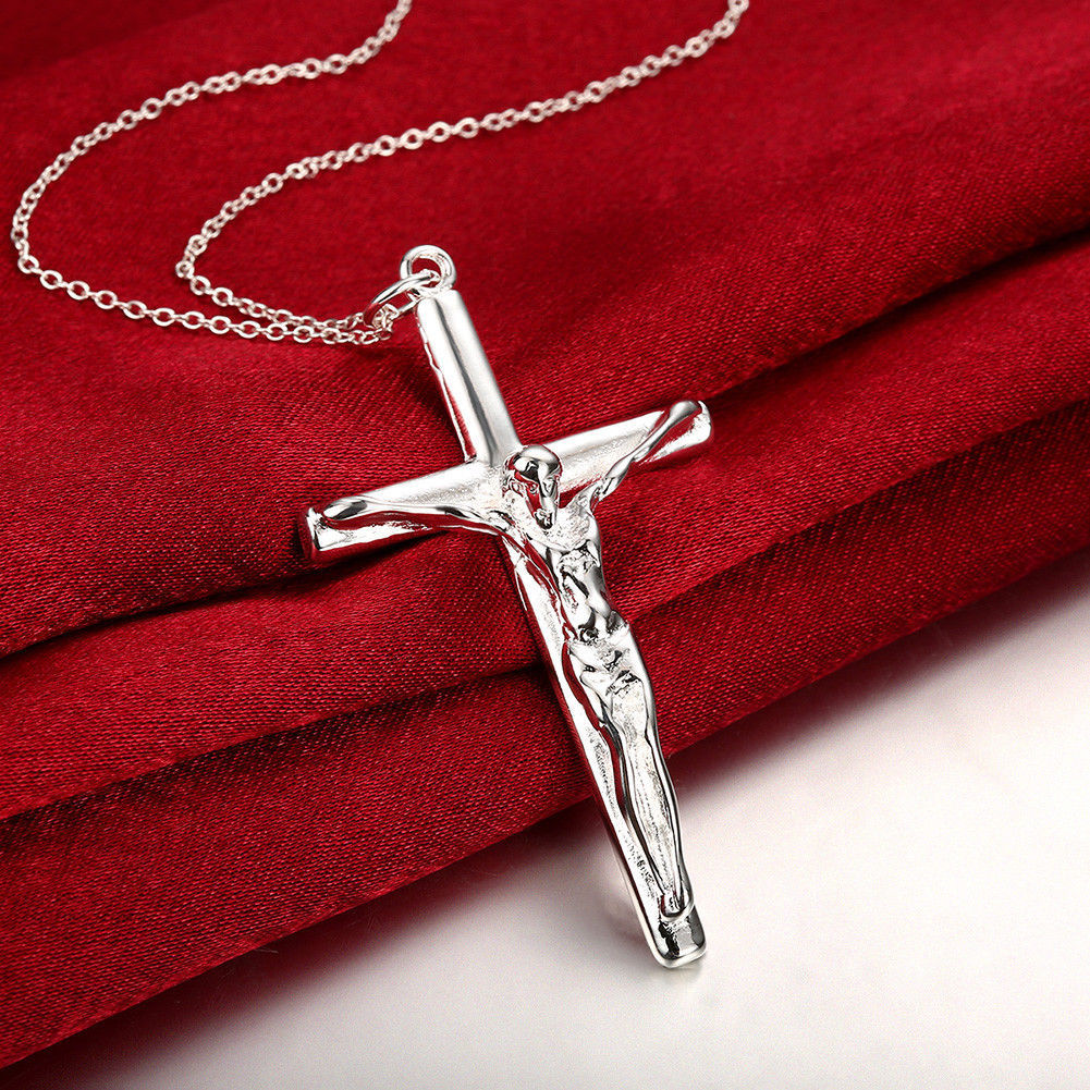 925 Sterling Silver 3D Christian Jesus Christ Cross Catholic Crucifix ...