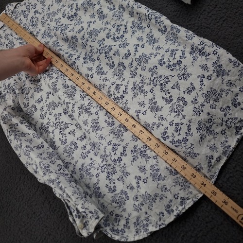 JOSEPH TURNER Shirt Mens M Medium Floral White Blue 100% Linen Long Sleeve - Picture 7 of 9