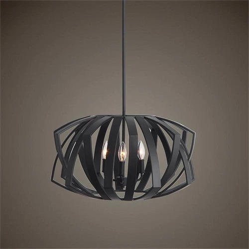 Uttermost Thales 3-Light Stainless Steel Geometric Pendant Light in Black - Picture 3 of 6