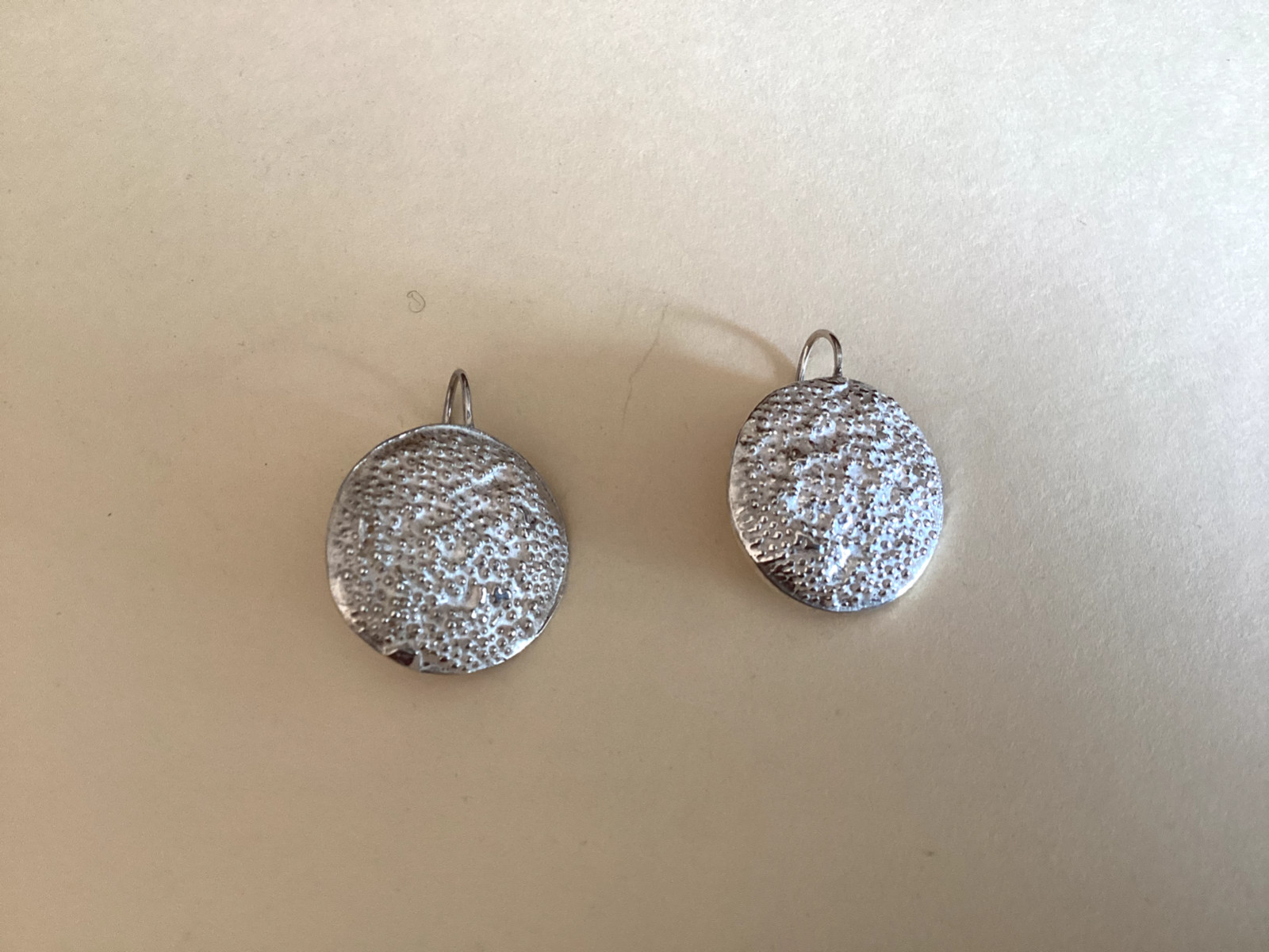 925 Sterling Silver Circle Shape Drop/Dangle Hand… - image 1