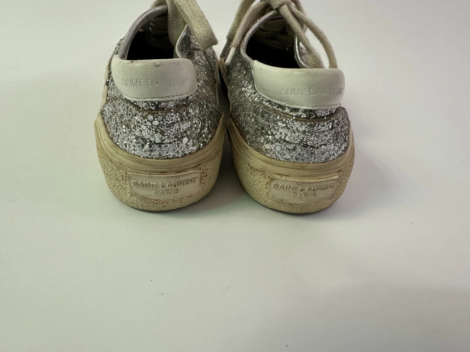 Zapatillas SAINT LAURENT Piel de becerro Cristal Brillo 37 Plateadas Foto 3 de 4