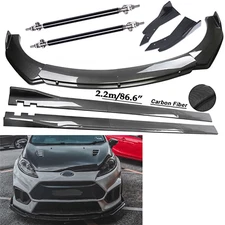 For Ford Fiesta Carbon Fiber Front Bumper Lip Spoiler 86.6" Side Skirt N++