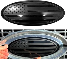 7.75'' Black USA Flag Aluminum Front Grille Badge Overlay Trim Fits Expedition