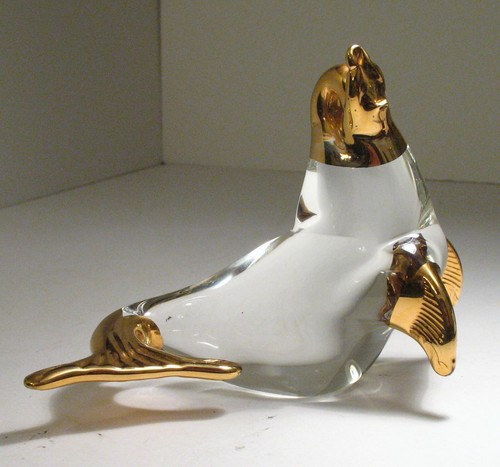 Quality Crystal Seal Sea Lion w/ Gold ends Animal Figurine