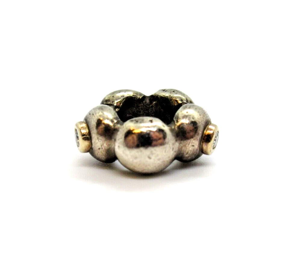 *TRAUM* PANDORA Charm ALE 925 Silber 14K Gold Silber Diamanten RARITÄT Modernist - Bild 2 von 4