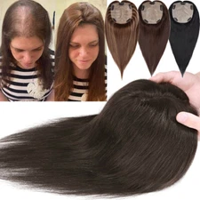 Clip in Remy 100% Human Hair Topper Toupee Women Hairpiece Wiglets 150% Density