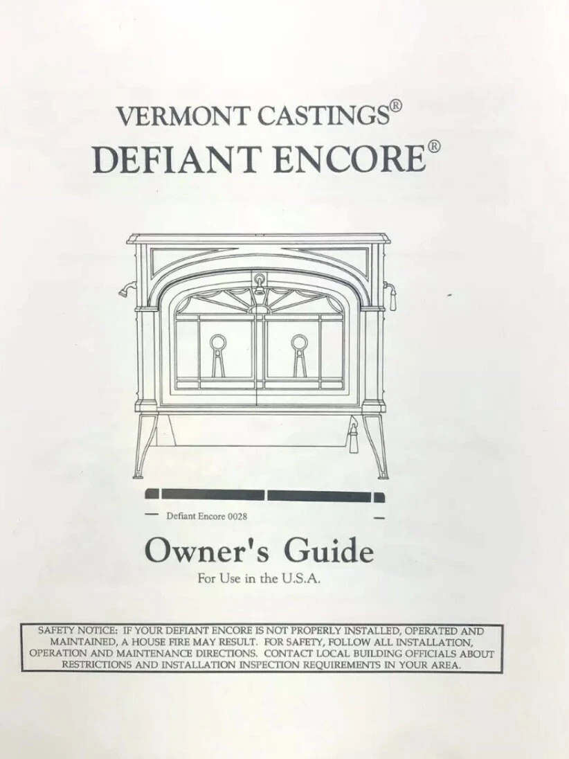 Vermont Castings Defiant Encore 0028 Owners Guide u0026amp; Service Manual |  eBay