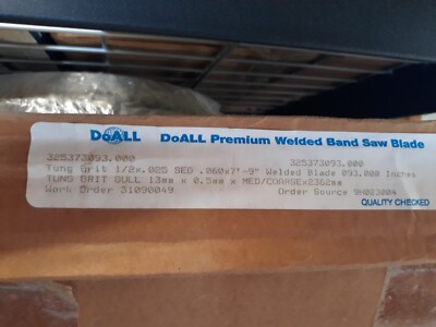 doall 325373093 1/2x.025x7'9'' med/coarse tungsten grit band saw blade