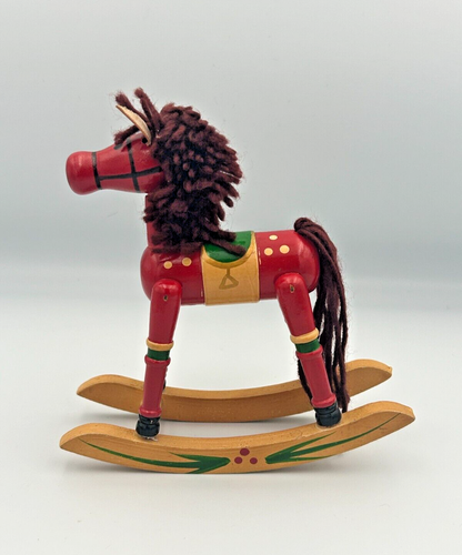 Vintage Hand Painted 6.5" Wooden Rocking Horse Decoration - Picture 2 of 13