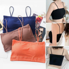 Women Sleeveless Strappy Bandeau Plain Camisole Boob Tube Bralet Ladies Crop Top