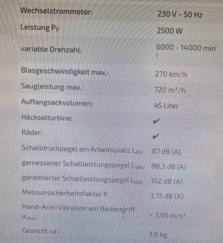 Atika LSH 2500 Laub/Bläser Geräte mit Fangbeutel - Bild 6 von 7