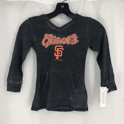 Team Athletics MLB SF Giants Gray Hooded T-Shirt San Fransisco Girls XS NWT