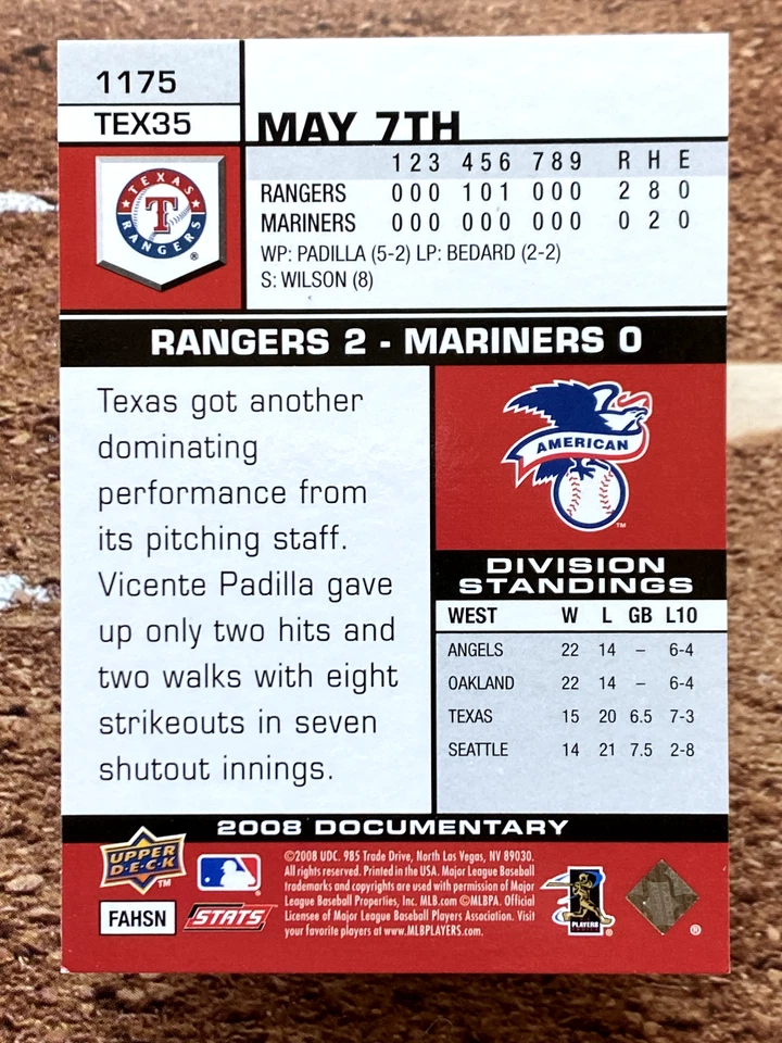 2008 Upper Deck Documentary Ben Broussard #1175 - Image 2 of 2