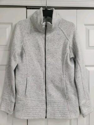 Thread & Supply Fleece Jacket Womens M Oatmeal Mock Neck Full Zip