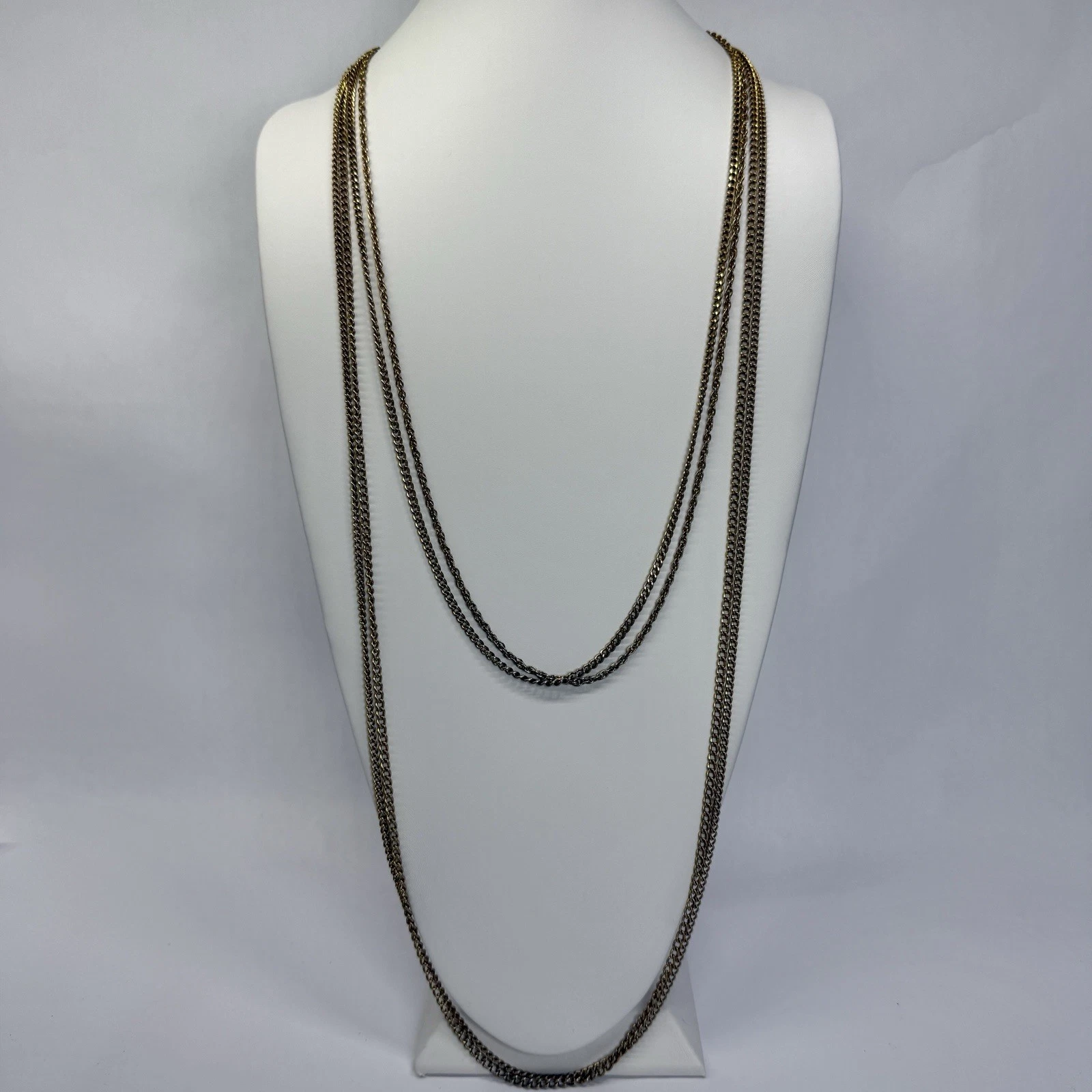 GOLDETTE Multi-Strand Long Layered Gold Tone Vintage Necklace Jewelry N223